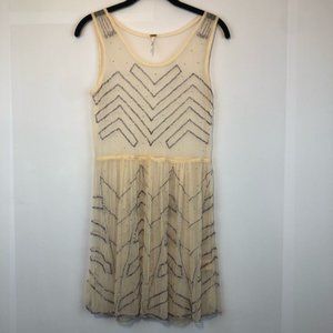 Free People pink sheer purple embellished dress